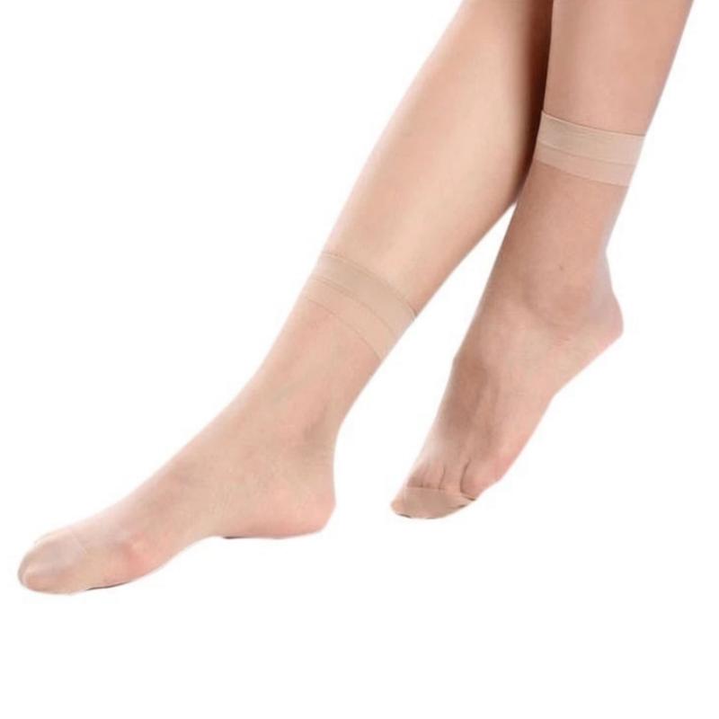 10Pairs Women Nylon Summer Solid color Breathable Ankle Socks Ultra thin Translucent Elastic Silky Short female Silk Stockings