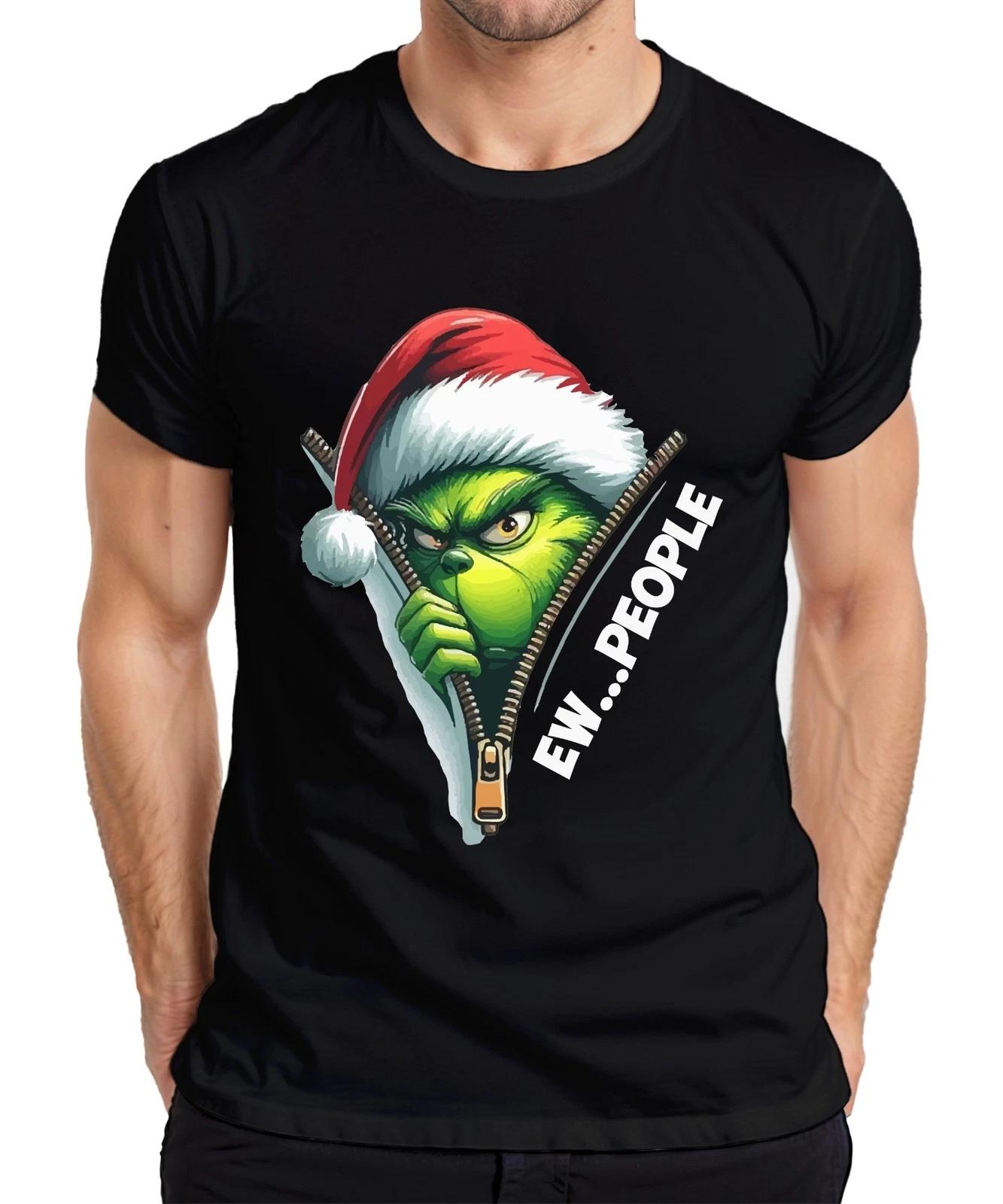 EW PEOPLE Grinch Santa Reißverschluss Weihnachten lustig Herren T-Shirt XXL