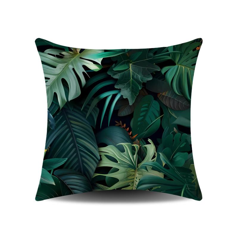 Summer Green Small Fresh Tropical Plant Digital Printing Sofa Pillow Office Car Universal Waist Cushion