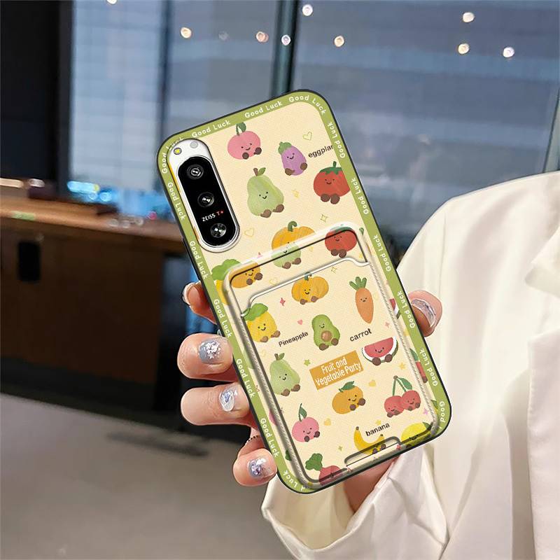 Anti-dust protective Phone Case For Sony Xperia5 IV Full wrap Back Cover Card slot Silicone Graffiti Durable Card bag
