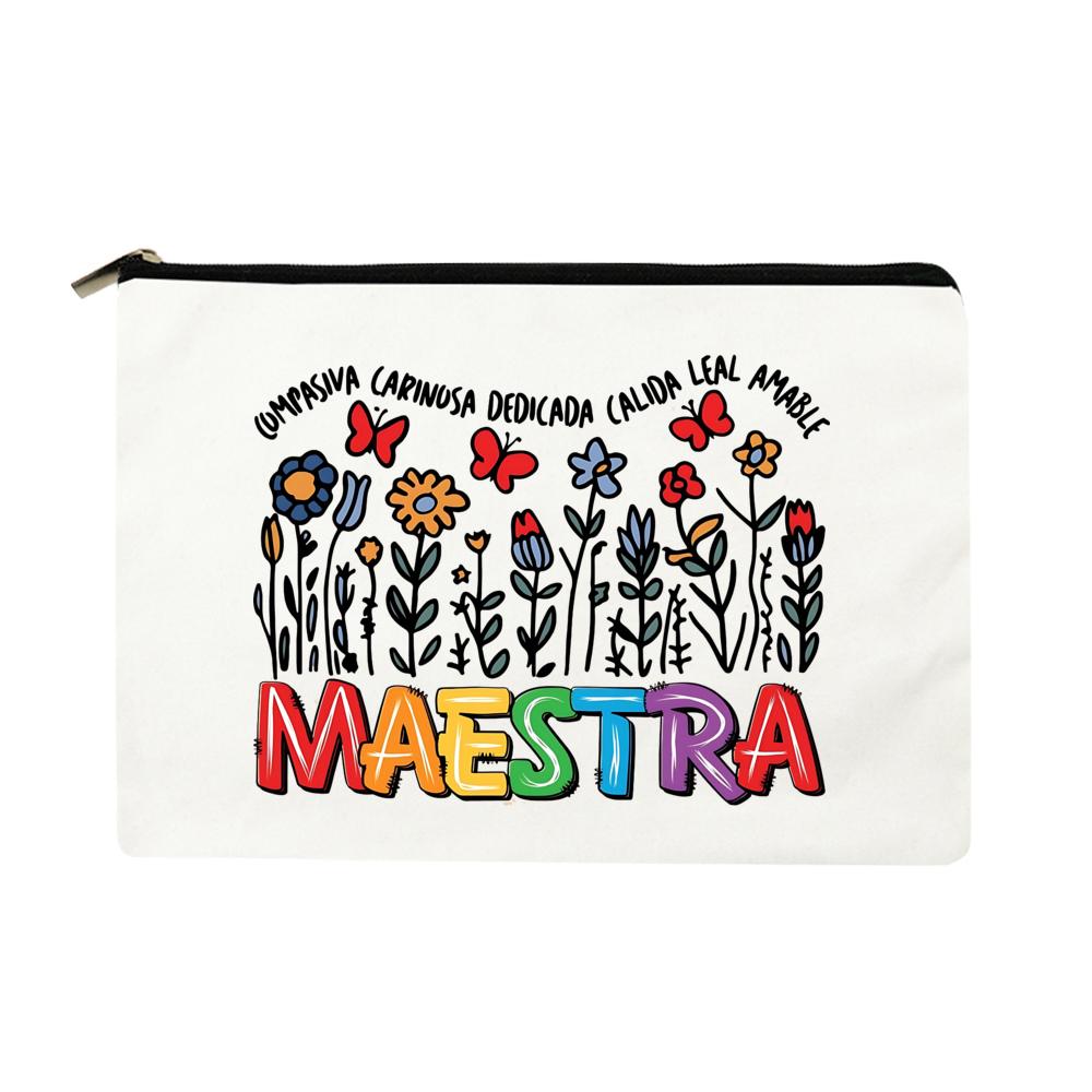 

Maestra Teacher Makeup Bag Funny Spanish Teacher Appreciation Gift Travel Toiletry Organizer Back To School Cosmetic Bag