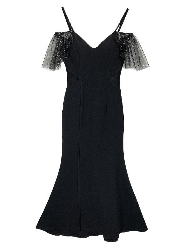 Women's Sexy Black Evening Dress - Elegant, Slim-Fit Summer Banquet Fashion