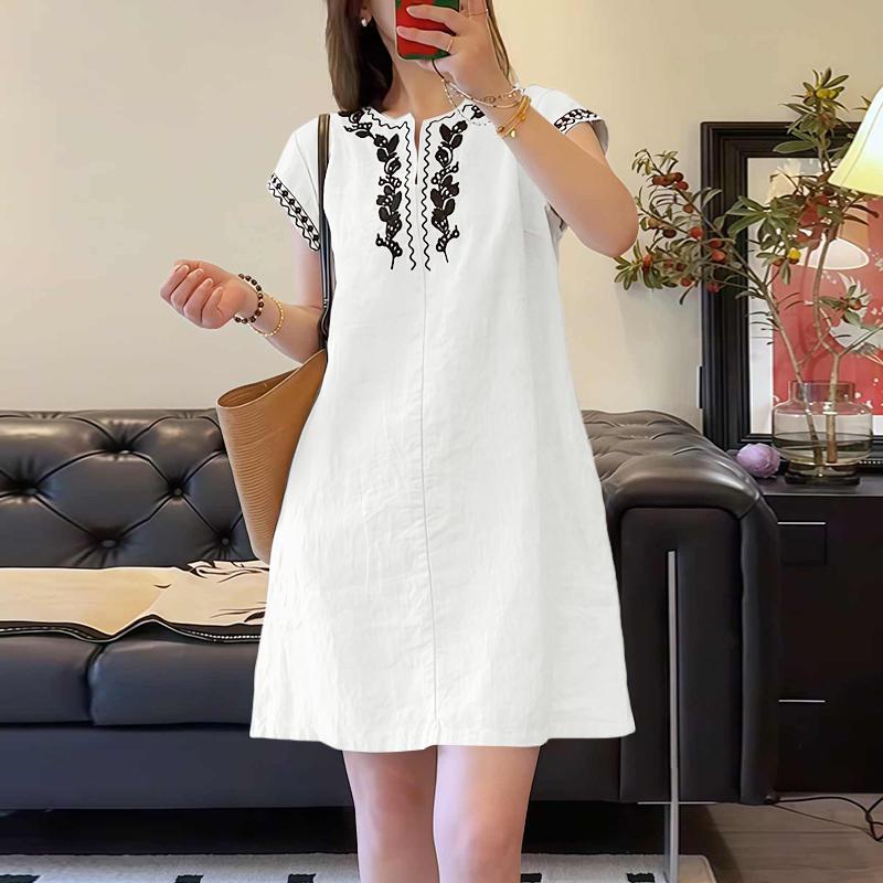 ZANZEA Women Print Casual V-Neck Summer Short Sleeve Dress