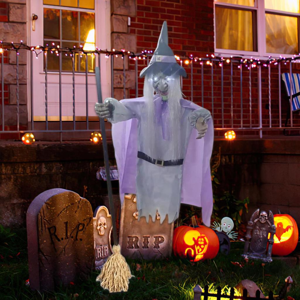 Hovering Witch Hovering Witch With Lights Sound And Touch Sensor Animated Festive Decoration Props For Patio Garden Activities