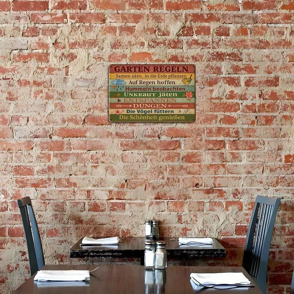 1pc German Vintage Metal Sign, Garden Rules Sow Seeds, Plant in The Ground, Wall Art Decoration for Home Farmhouse Garden, Gift