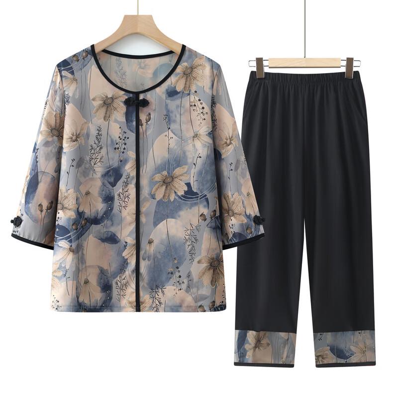 Yuzhaolin Mid-Aged Women's Summer Short Sleeve Set