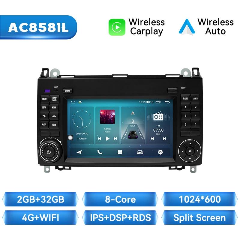 Bezdrátové autorádio Carplay Android 12 pro Mercedes-Benz B200 Sprinter W906 W639 třídy AB W169 W245 Viano Vito 8GB 128GB DSP GPS