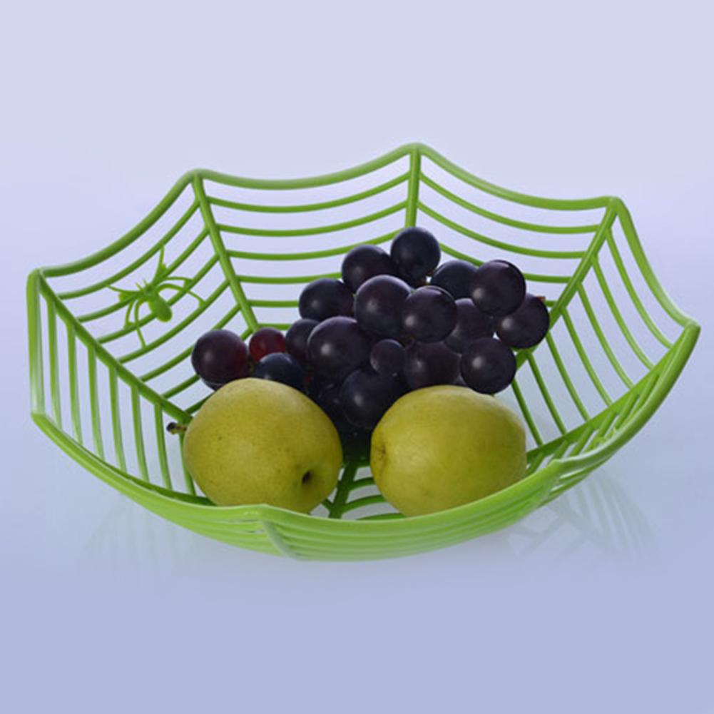 Spider Web Fruits Candy Basket Plastic Spiderweb Bowl Halloween Party Decor