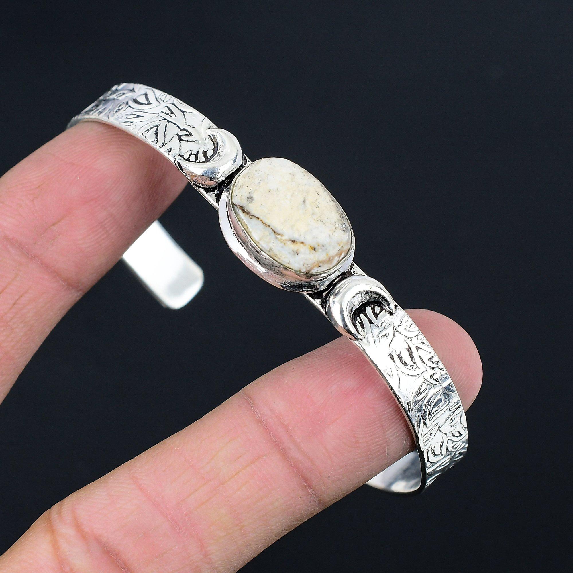 

Овальный Дендритовый Тигровый Камень Полумесяц Обручающий Браслет Ювелирное Изделие Серебро 925 Adjustable