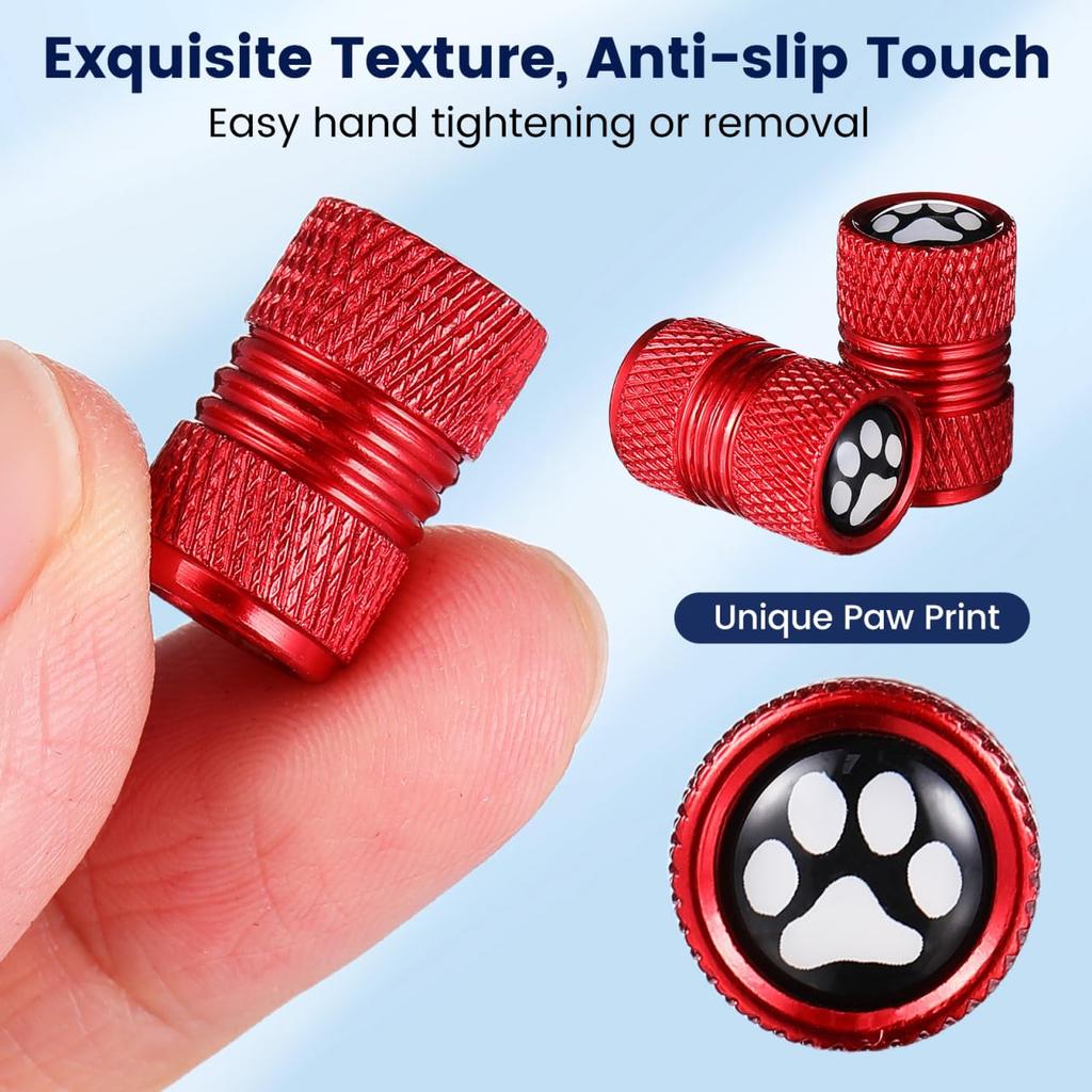 CALLARON Tire Air Valve, 4 Pieces, Tire Valve Cover, Car Tire Valve, Cap, Cat
