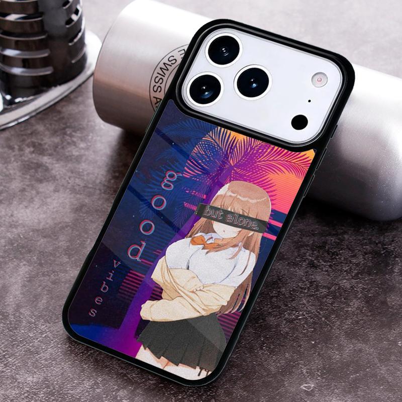 Vaporwave Aesthetic Sad Anime Phone Case For iPhone 17,16e,15,14,13,12,11,Mini,Pro,MAX soft Silicone Cover