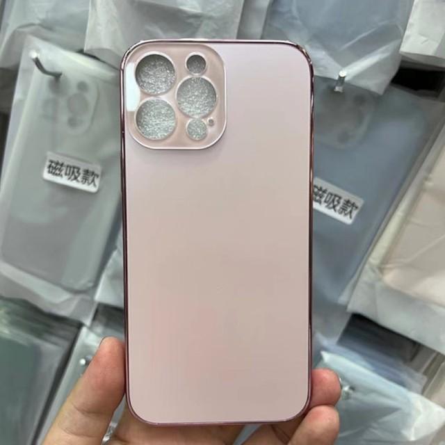 

Чехол из матового стекла для Iphone 14 Pro Max, оригинальный цвет телефона, полная защита задней крышки для Iphone 14 13 12 11 Pro For iPhone 13 розовый