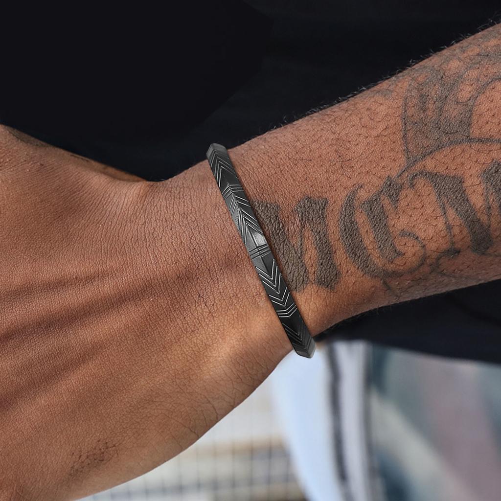 Xiaomi Vnox 6mm Viking Rune Bangle for Men, Stainless Steel Vintage Almut Cuff Bangle, Cool Boy Retro Jewelry