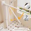 Durable Linen-Like Folding Shower Curtain with Telescopic Rod for Bathroom Optimization