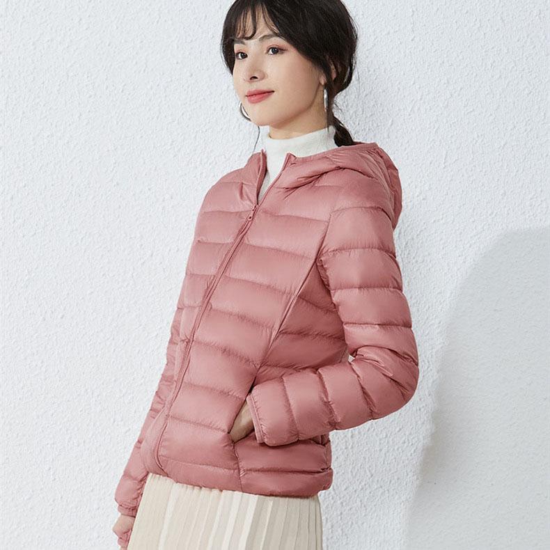 Down Jacket Women's Lightweight Short Hooded Autumn Winter White Duck Down Warm Women's Jacket