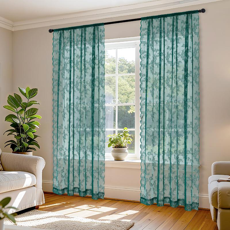 New Romantic Semi-Transparent Chiffon Lace Curtains Country-Style for Balcony Bay Window Office Home Decor Leisure Theme