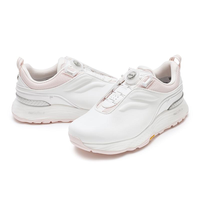 Fila GF Velocity Sport Minimalist Slip-On Durable Low-Top Golf Shoes Women Sneaker Bright-White Water-Rose-Pink A12W431702FBR