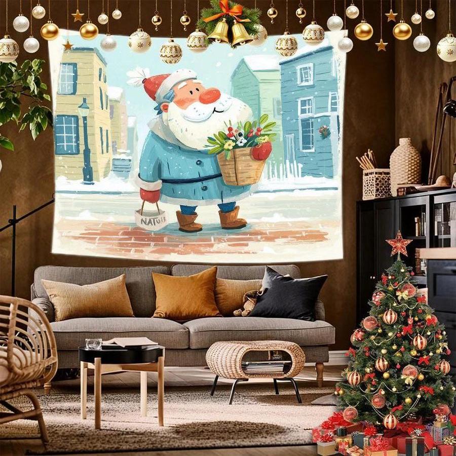 Christmas Cartoon Tapestry Background Cloth Hanging Cloth Bedroom Bedside Decorative Wall Cloth Rental Dormitory Tapestry