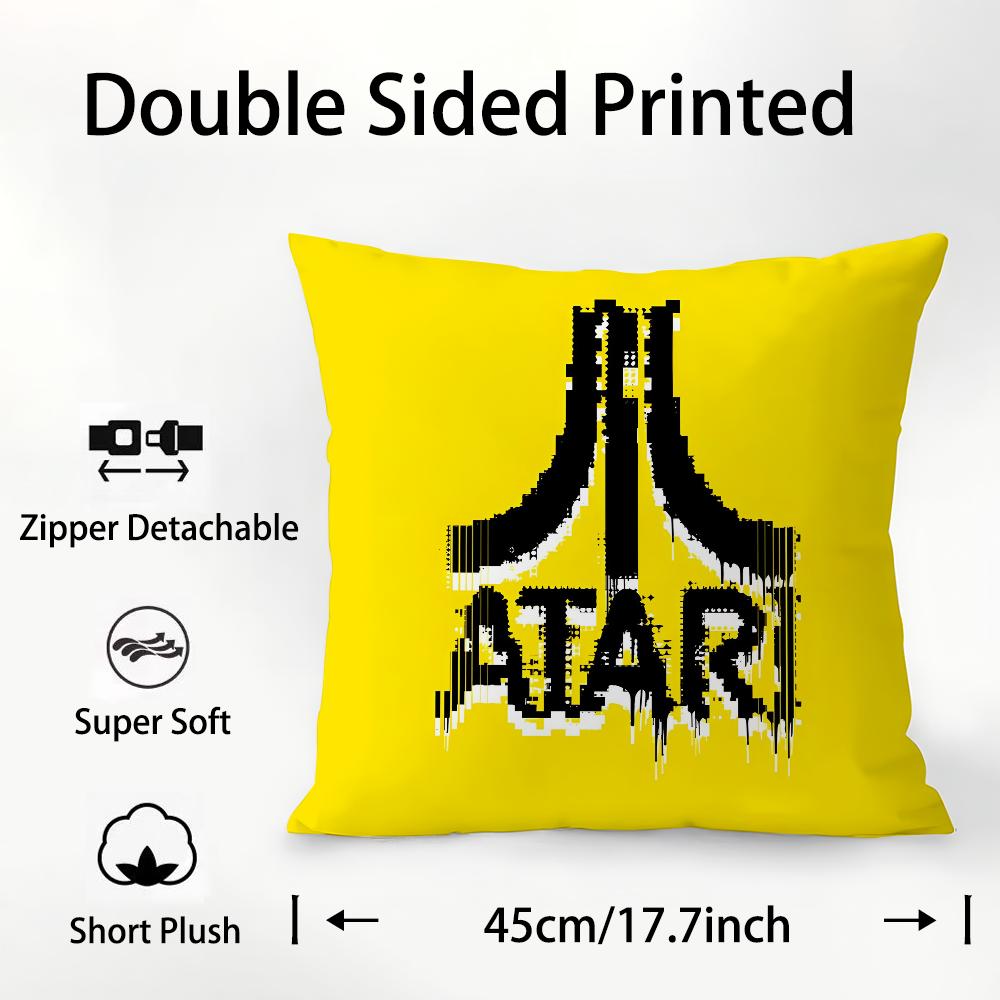 A-AtariS Game Logo Pillow Case Plush Fabric Soft Double Sided Print Sofa Cushion Cover Throw Pillow Covers