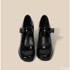 Fashion Thick Heeled Square Toe Women's Shoes Black High Heels with a Single Button Thick Heels Simple Versatile Comfortable Single Shoe