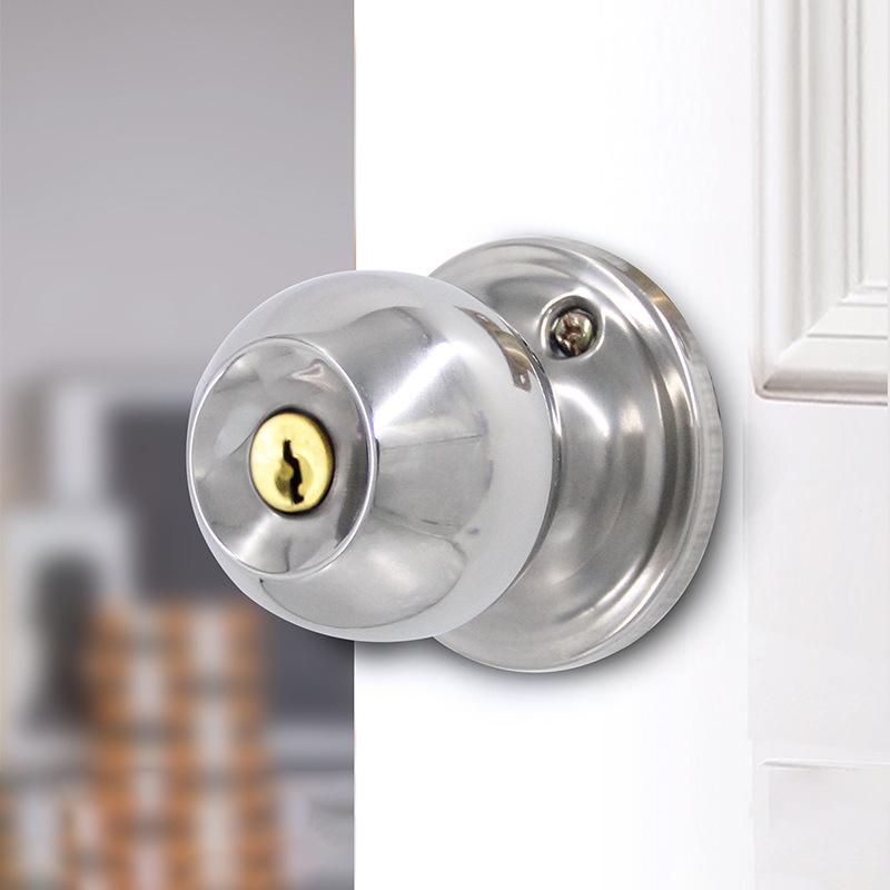 Maniglia Rotonda Senza Chiave in Acciaio Inossidabile per Porta del Bagno con Serratura e Chiavi Manopole Accessori per Stanze Rotazione Metallica per Camere da Letto Set di Manopole