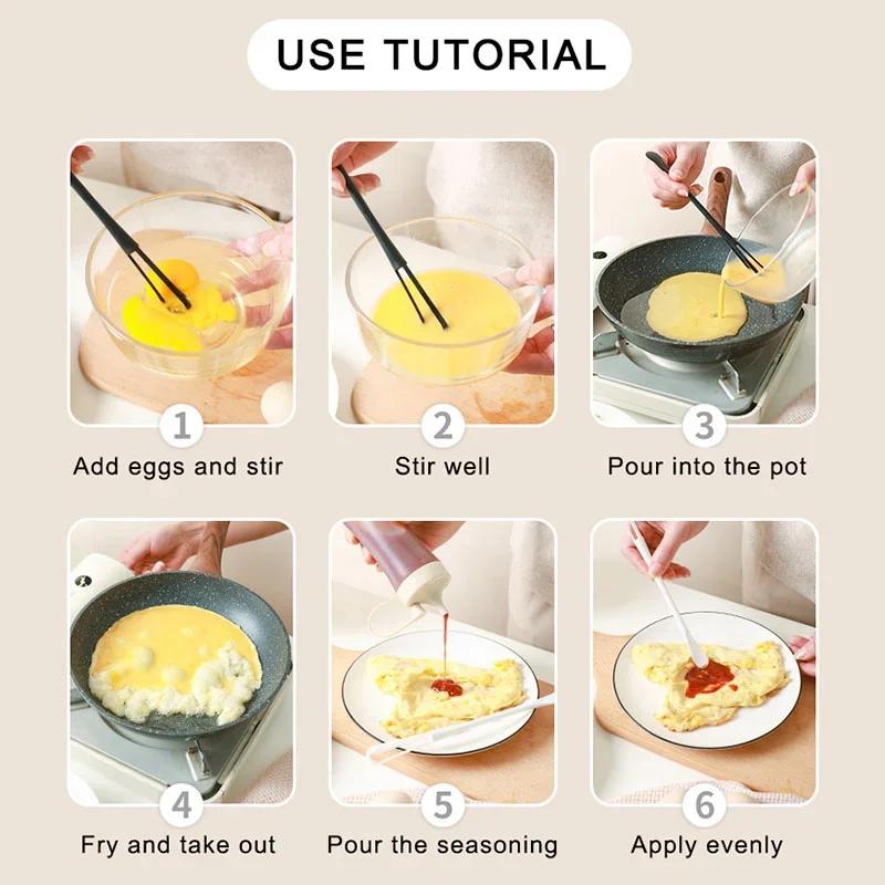1Pcs Egg Beater PP Manual Milk Frother Seasoning Spoon for Whisk White/Black Multipurpose Kitchen Utensil