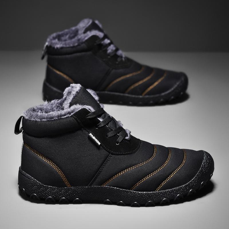 Men s 2024 Winter Warm Cotton Snow Boots - Soft Bottom, Mid-Cut, Large Sizes 43