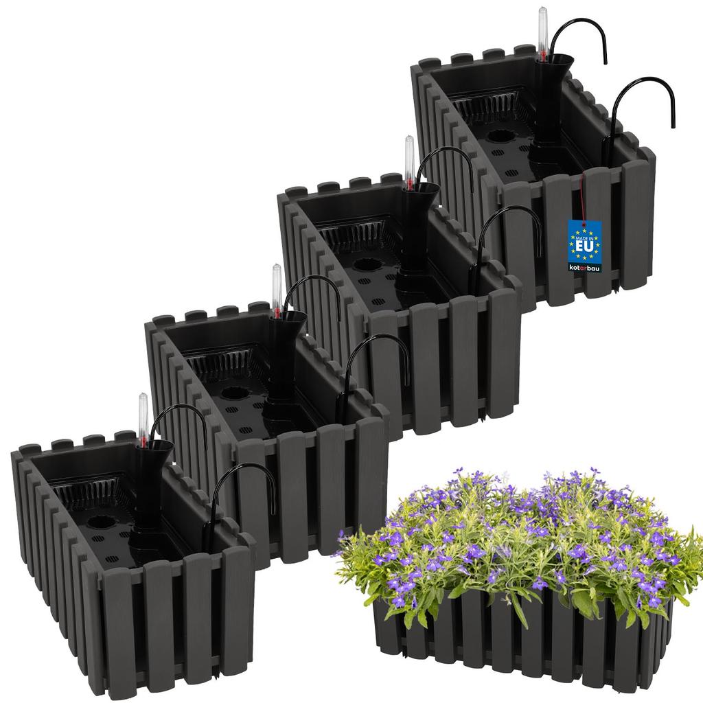 Flowerpot Balcony Box for Balustrade Terrace Flowers Gray 40cm 4 PCS