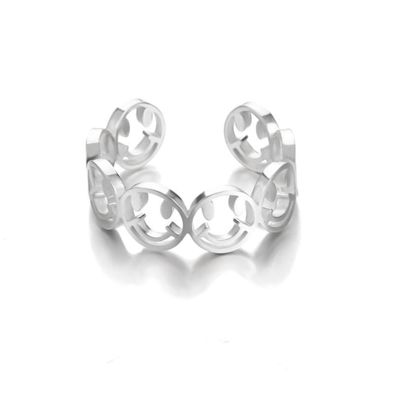 

Пара колец со смайликами для женщин из нержавеющей стали с изображением счастливого лица, золотого цвета, регулируемое открытое улыбающееся кольцо для лучшего друга, подарок, ювелирные изделия