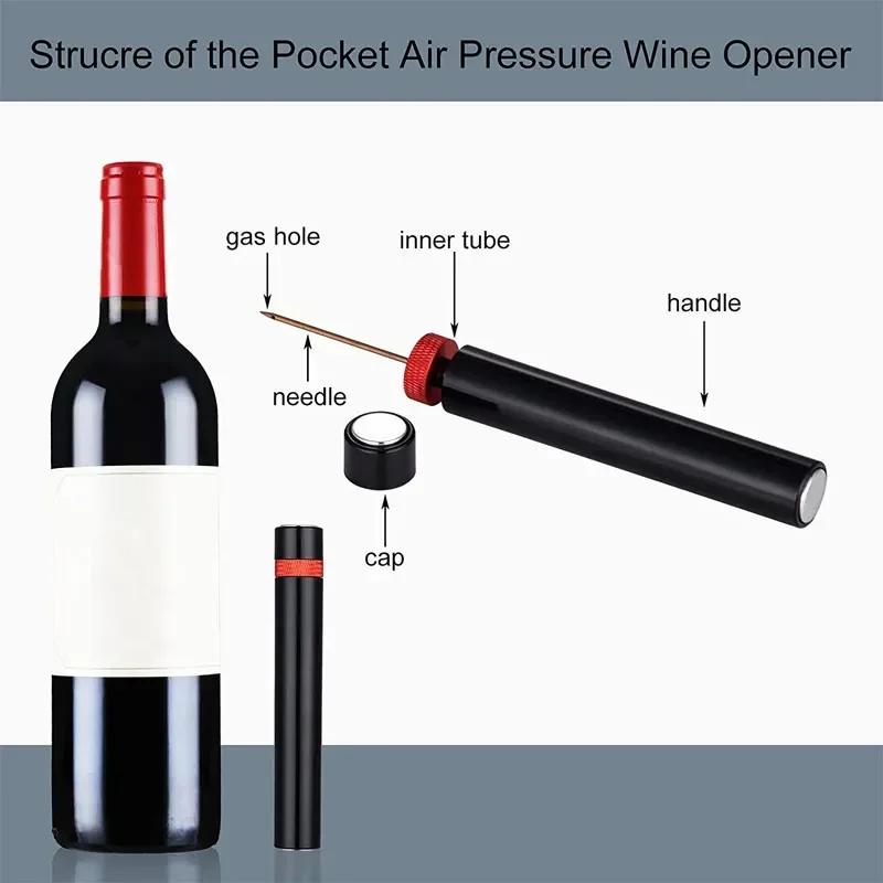 Air Pump Wine Bottle Opener, Air Pressure Cork Remover, Stainless Steel Pin Kitchen Bar Accessories