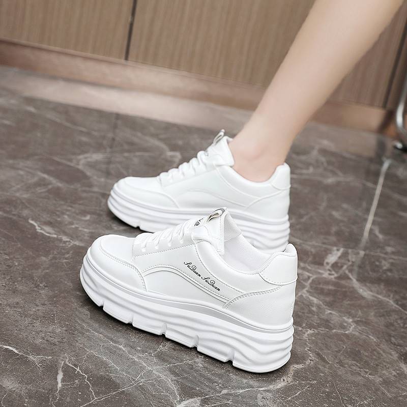 

inner height increase white shoes women s shoes spring and autumn new with skirt cm versatile thick-soled casual sports shoes 35 белый