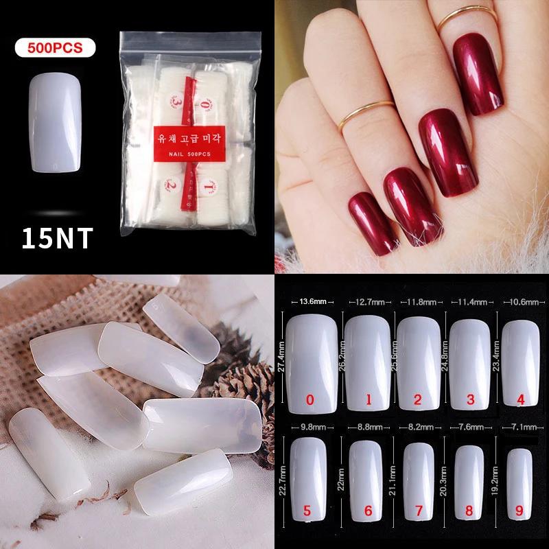 500PCS Natural Transparent Ballerina Almond  Round End Full/Half Ballet Coffin French False Nail Tips Fake Toenail Tip Manicure