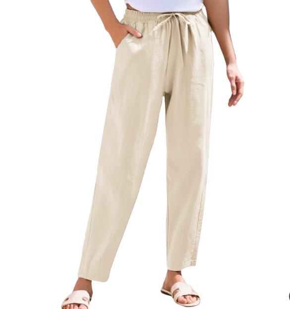 2024 European & American Casual Cotton Linen Women's Yoga Pants