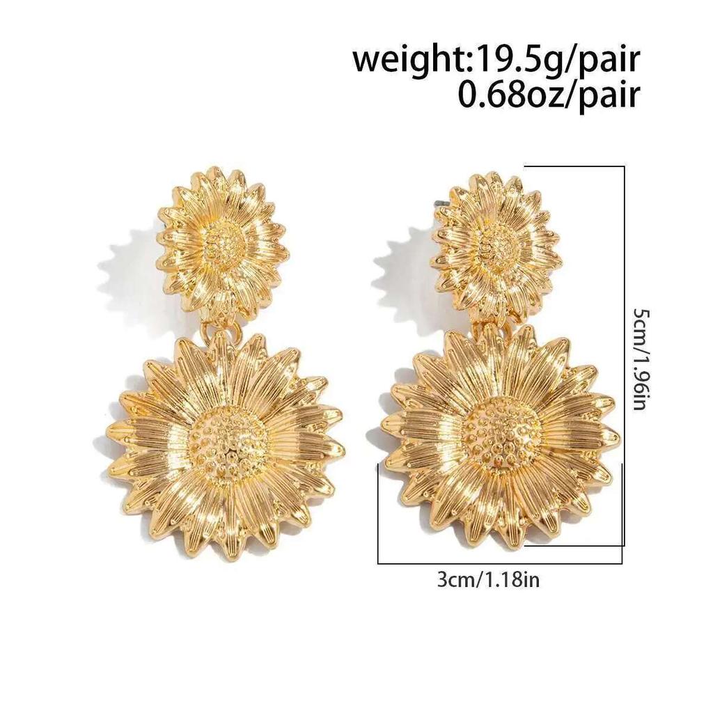 Ingemark Boucles d'oreilles pendantes Tournesol Dorées Tendance Élégantes pour Femmes Charme Vintage Bijoux Accessoires Fiançailles Fête de Mariage