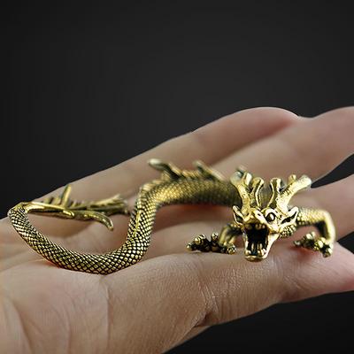 Chinesische Tier-Drachen-Statue, Bronzefigur, Ornamente, antikes Kupfer, mythisches Tier, Miniatur-Heimdekoration, Kunsthandwerk-Kollektion