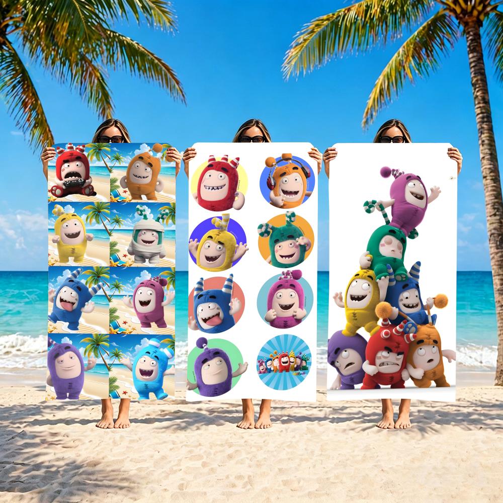 Jmg Household Supplies O-Oddbods Towel Microfiber Beach Towel, Quick-Dry, Sand-Free, Ultra-Fine Fiber, Super Soft.