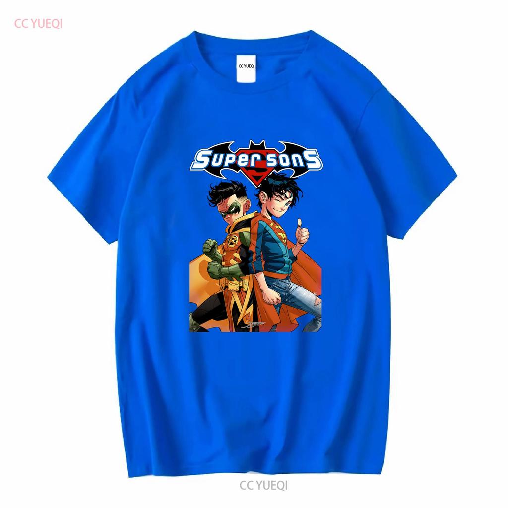 Super Sons T-Shirt Superboy Robin Damian Wayne Jon Kent Jimenez Kunst vintage Gewaschen Weich Streetwear Oberteil für den Alltag