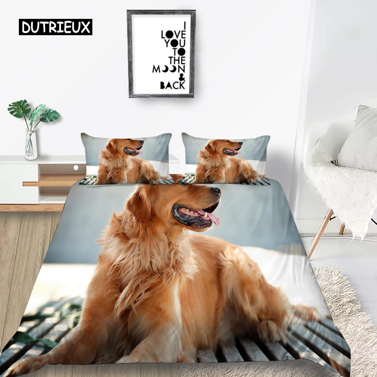 Dieren Hond Beddengoed Sets 3D Schattige Hond Mode Dekbedovertrek Queen King Twin Mooie Huisdier Hond voor Kind Volwassenen Kinderkamer Decoratie EU single(135x200cm)