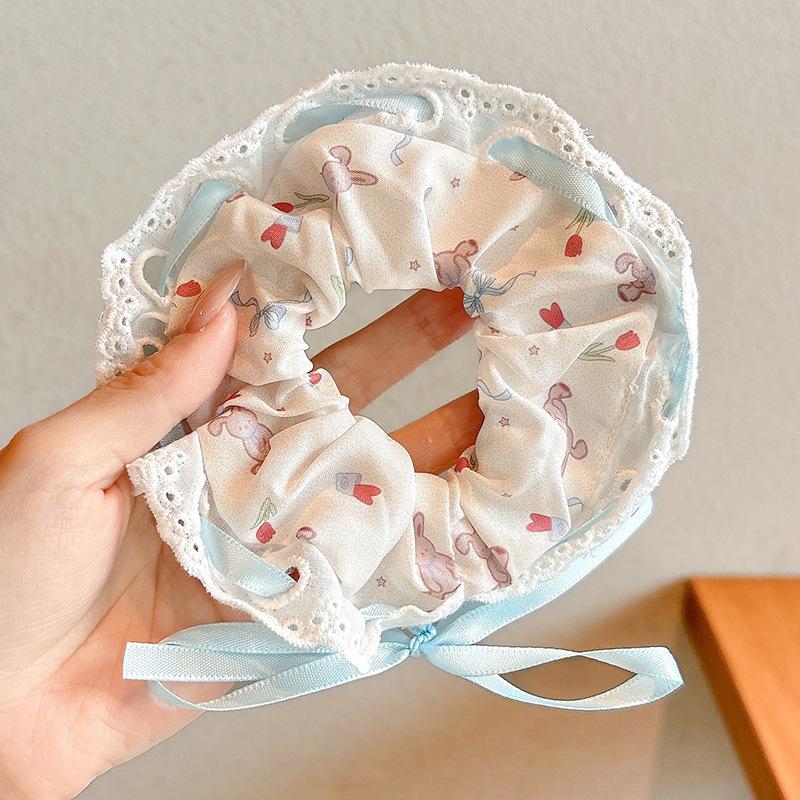 Korean Style Spring/Summer Floral Intestine Hair Scrunchie for Women – Elegant Ponytail Tie and Mori Girl Accessory.