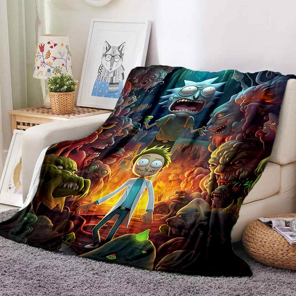 1 szt. Koc Rick i Morty Lekki flanelowy narzuta na sofę, łóżko, podróż, kemping, salon, biuro, kanapę, krzesło i łóżko