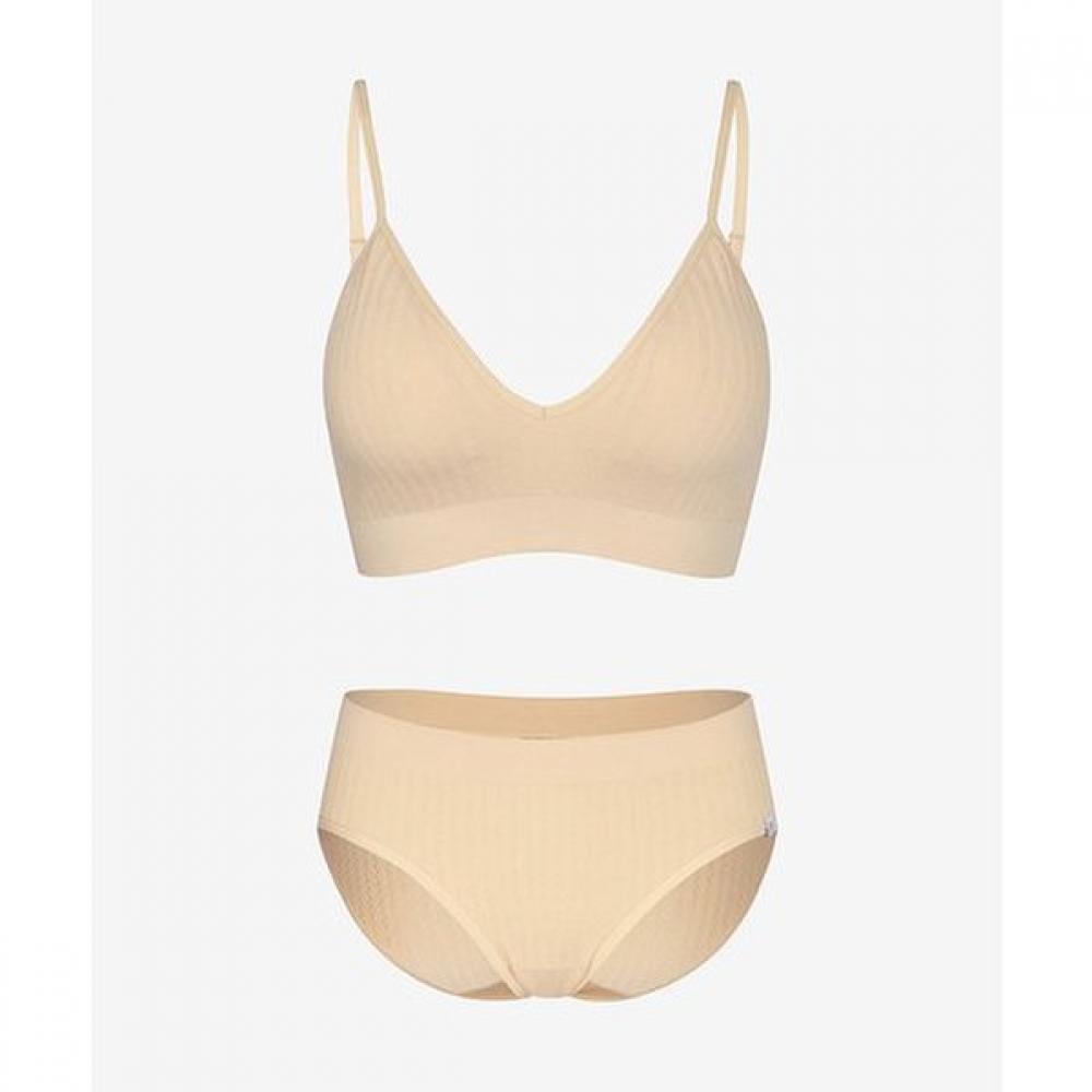 

2nd Skin Seamless Silk Rib Camisole Bra Panty Set Dgwsu2100+dgwsu2101 pale grey/FREE