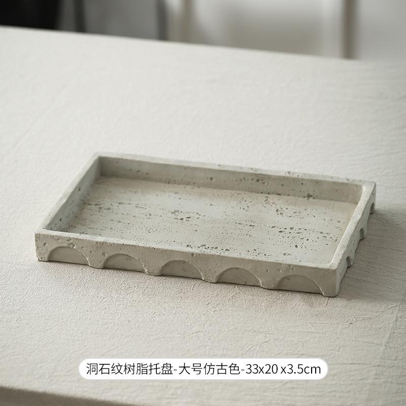 Travertine texture medieval tray B & B model room desktop ornament home bathroom living room entrance storage decorative plate