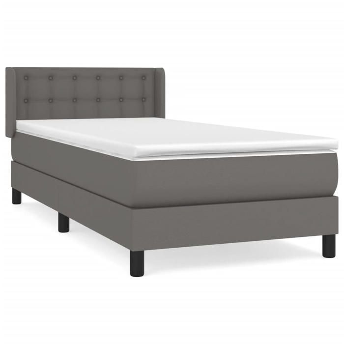 3130749 vidaXL Lit à sommier tapissier avec matelas Gris 80x200 cm Similicuir
