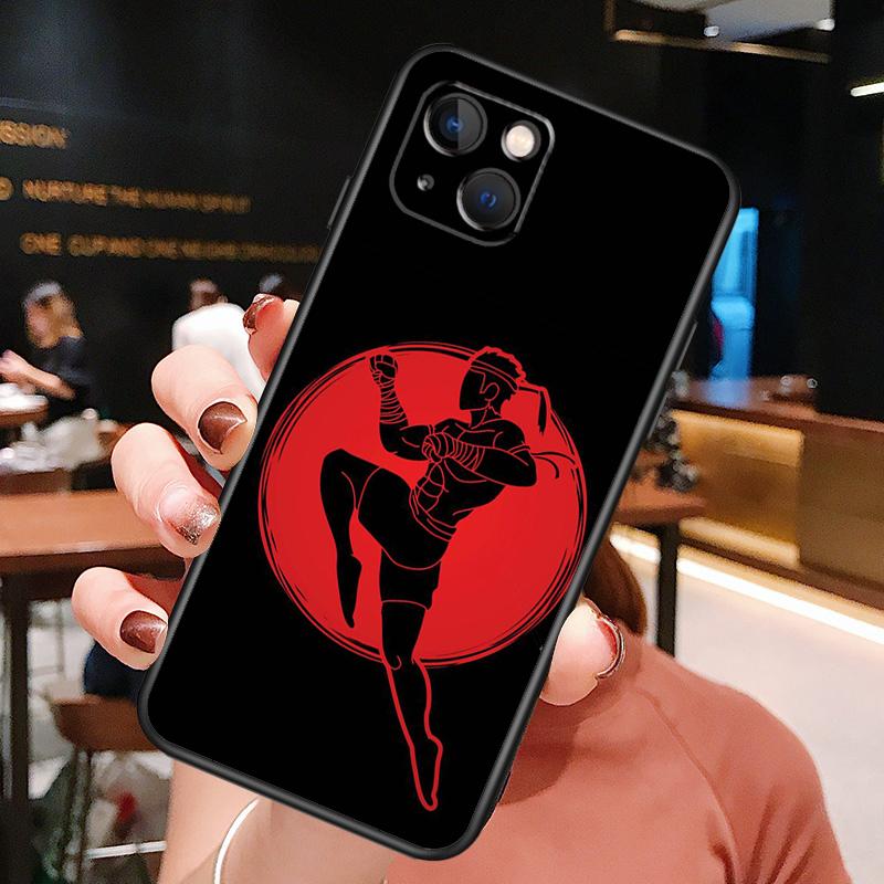 Muay Thai Martial Art Phone Case For iPhone 16 Pro Max 14 13 12 11 15 Pro Max Plus 12 13 Mini XR 16e Funda Cover
