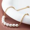 Steel Chain Pearl Bracelets Gold Color Beads Bracelets Dainty Simple Thin Pulseras  Party Wedding