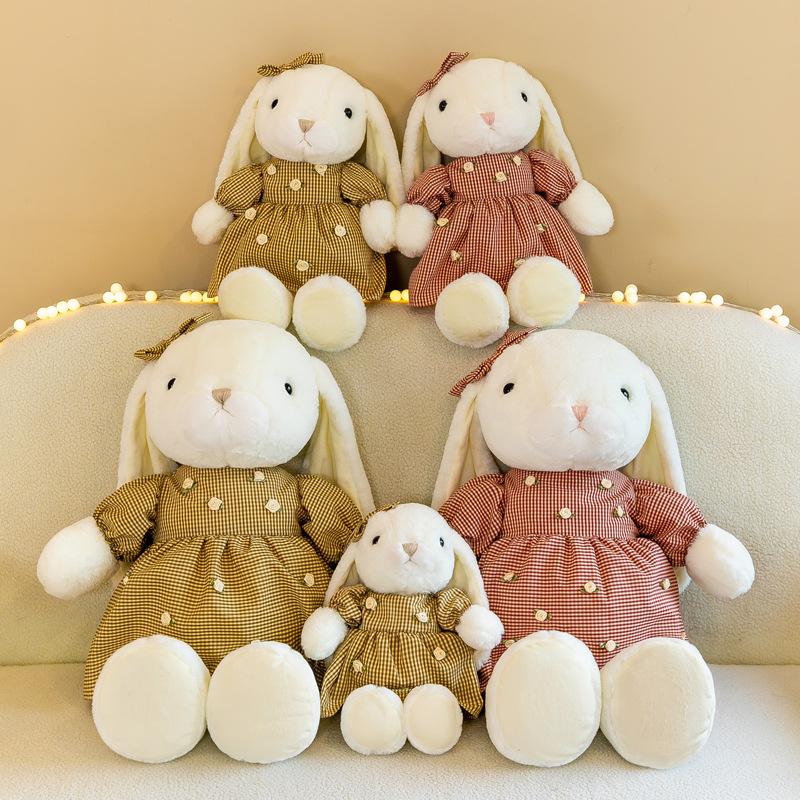 Cartoon Coffee Rabbit Plush Toy Doll 8 Inch Gauze Skirt Rabbit Doll Gift for Girlfriend On Chinese Valentine's Day
