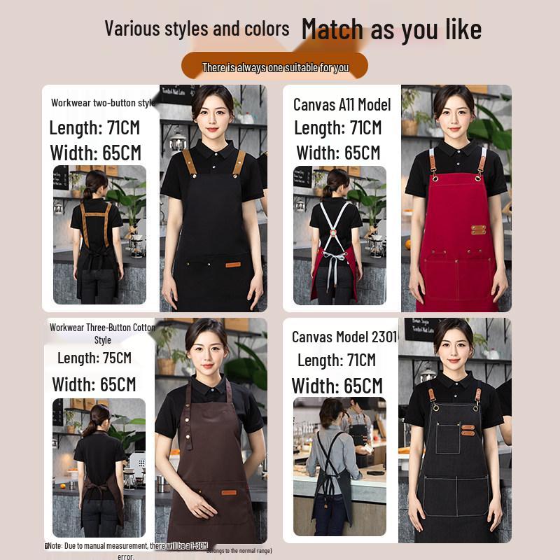 Thickened Canvas Apron for Kitchen, Gardening, Painting, Coffee Shop, Catering, and Cooking