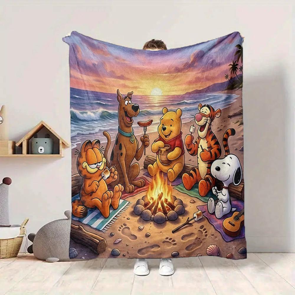 1Pc Christmas Winnie Pooh Blanket Soft And Comfortable Casual Warm Camping Travel Christmas Halloween Gift M917106
