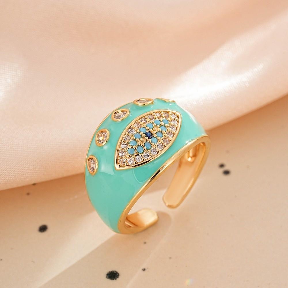 Zinc Zinc Alloy Copper Devil's Eye Ring Vintage Opening Finger Ring Glaze Luxury Ring  Clothes Accessories