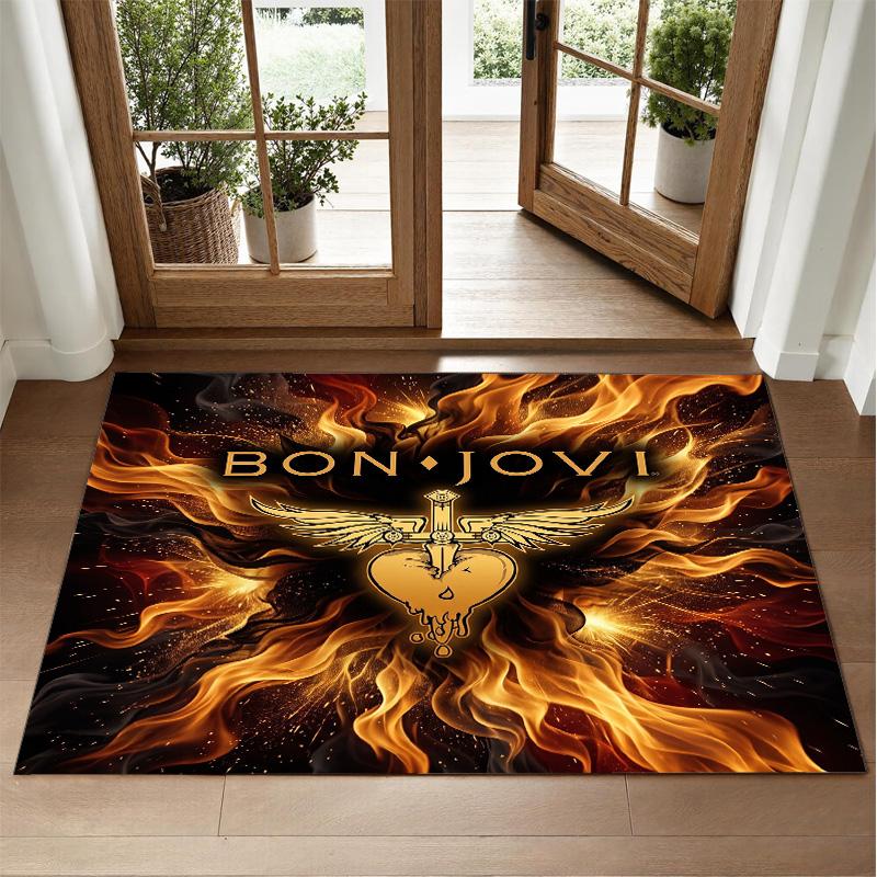 Bon Jovi Design Crystal Velvet Rug Soft Decorative Mat for Bedroom Entrance
